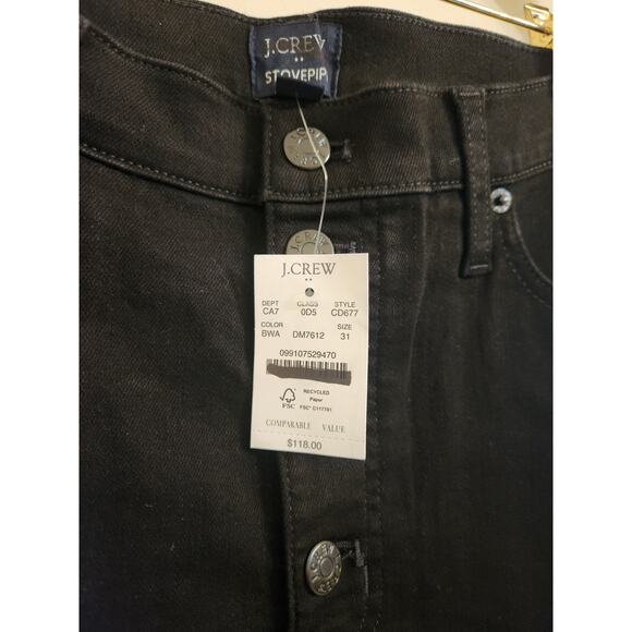 NWT J. Crew Petite Black Stovepipe Straight Jean In Signature Stretch Black 31 - Picture 8 of 11
